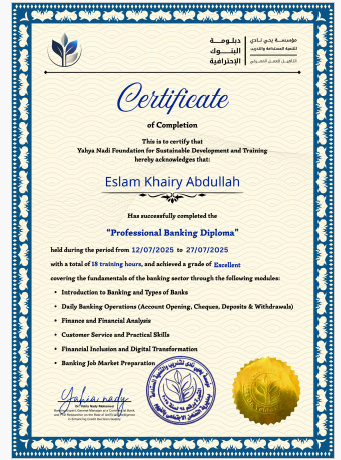 Professional Banking Diploma Certificate